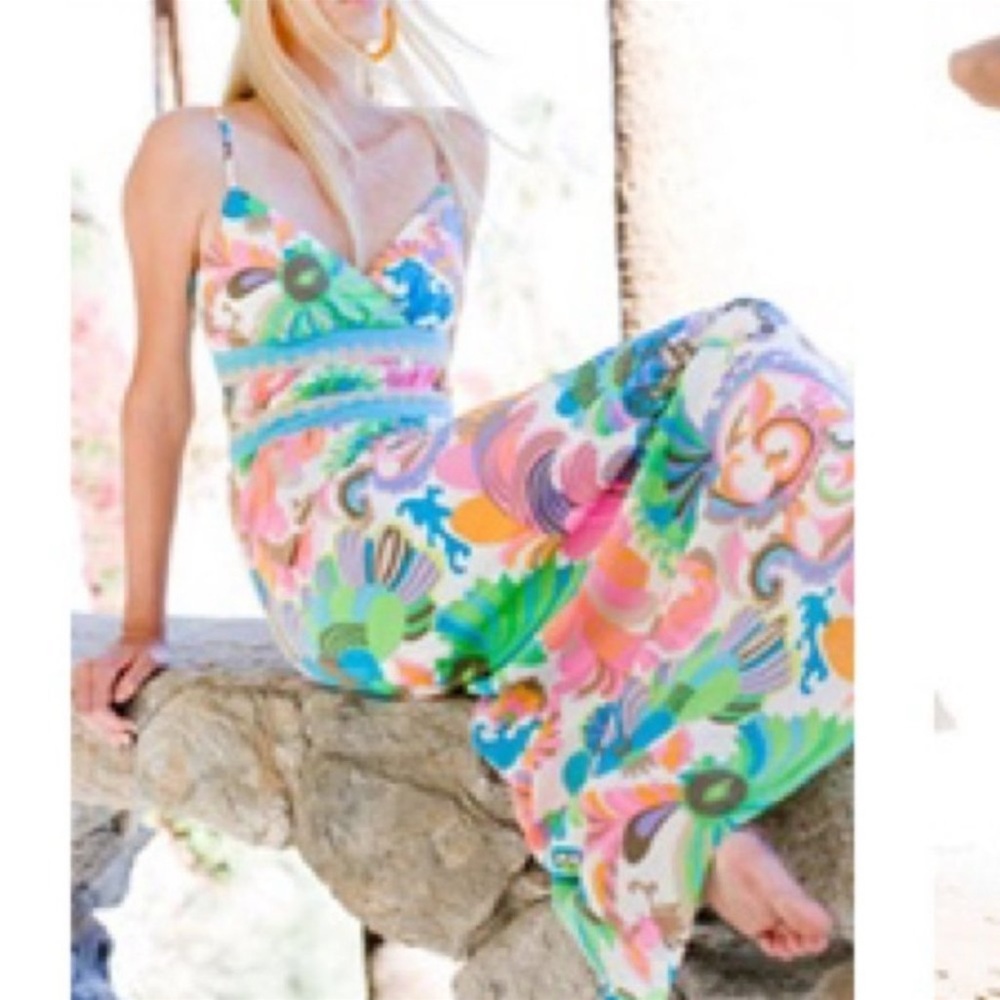 Trina Turk Flower Power Silk Maxi Dress, Size 10